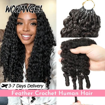 WOWANGEL Extension per Capelli Ricci Birmani con Piume, Estensioni di Capelli Umani con Nodi Ultra Sottili, Leggere, Effetto Naturale, Riutilizzabili, per Trecce