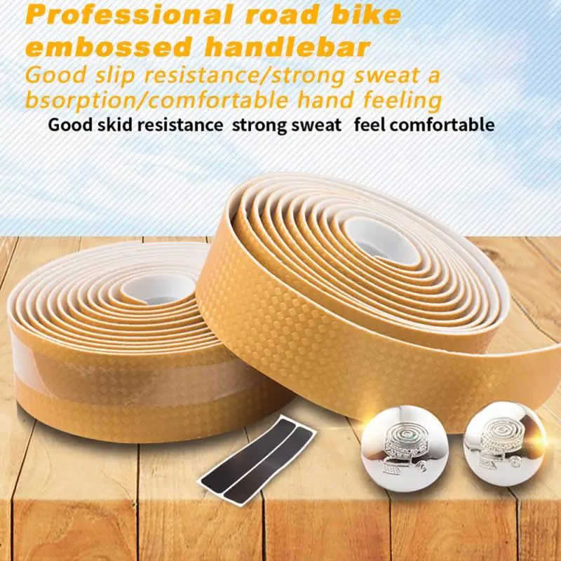 Road Bike Handle Bar with Bar-plug Anti-skid Cycling Damping Grips Wraps Rubber Foam Breathable Tapes