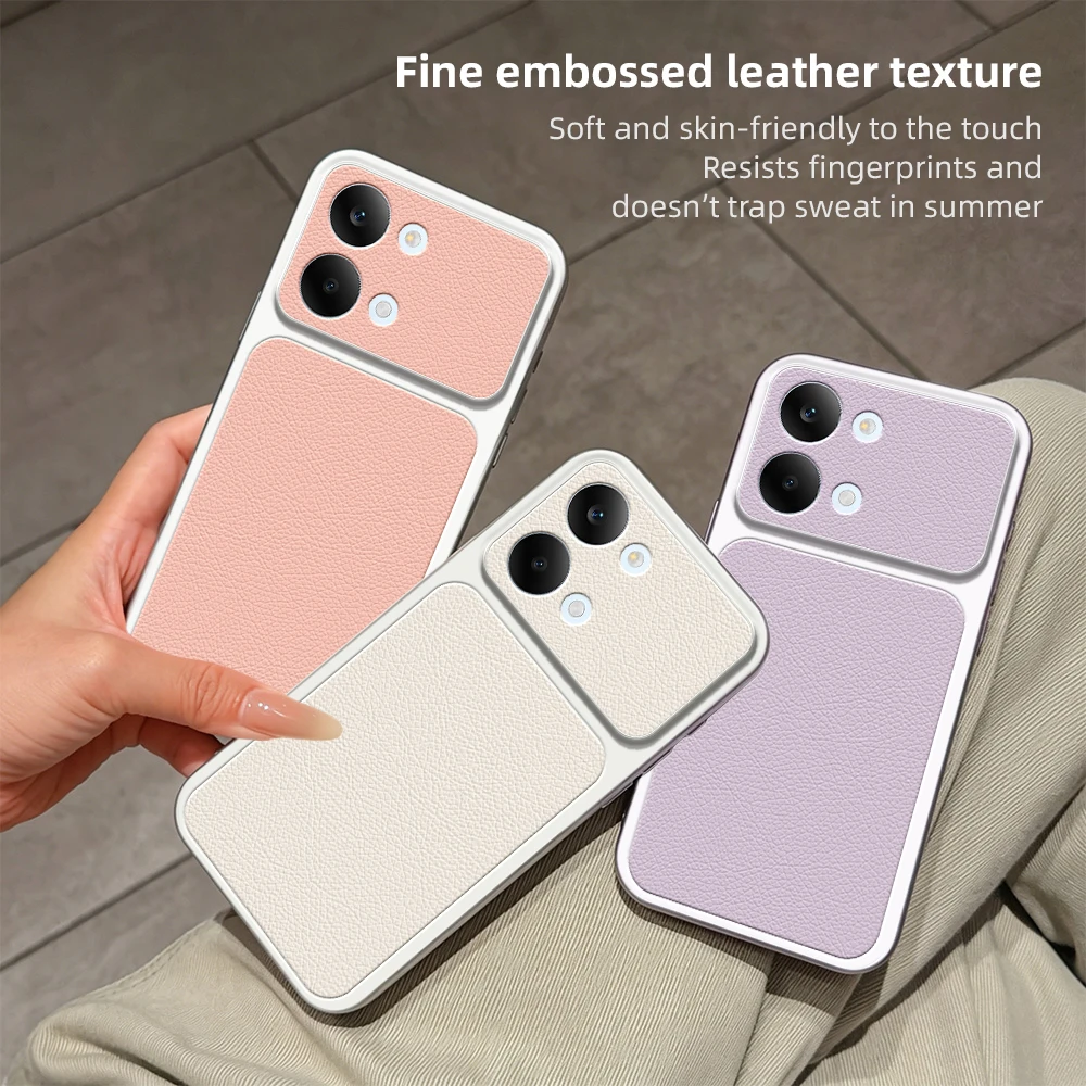 Luxury Leather Matte Back Cover with Lens Protection