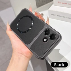 Cover per telefono in TPU morbido opaco in pelle di lusso con magnete