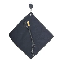 25*25CM Golf Towel Club Square Towel Easy To Pull Rope Hook Double-Sided Microfiber With Golf Brush 2