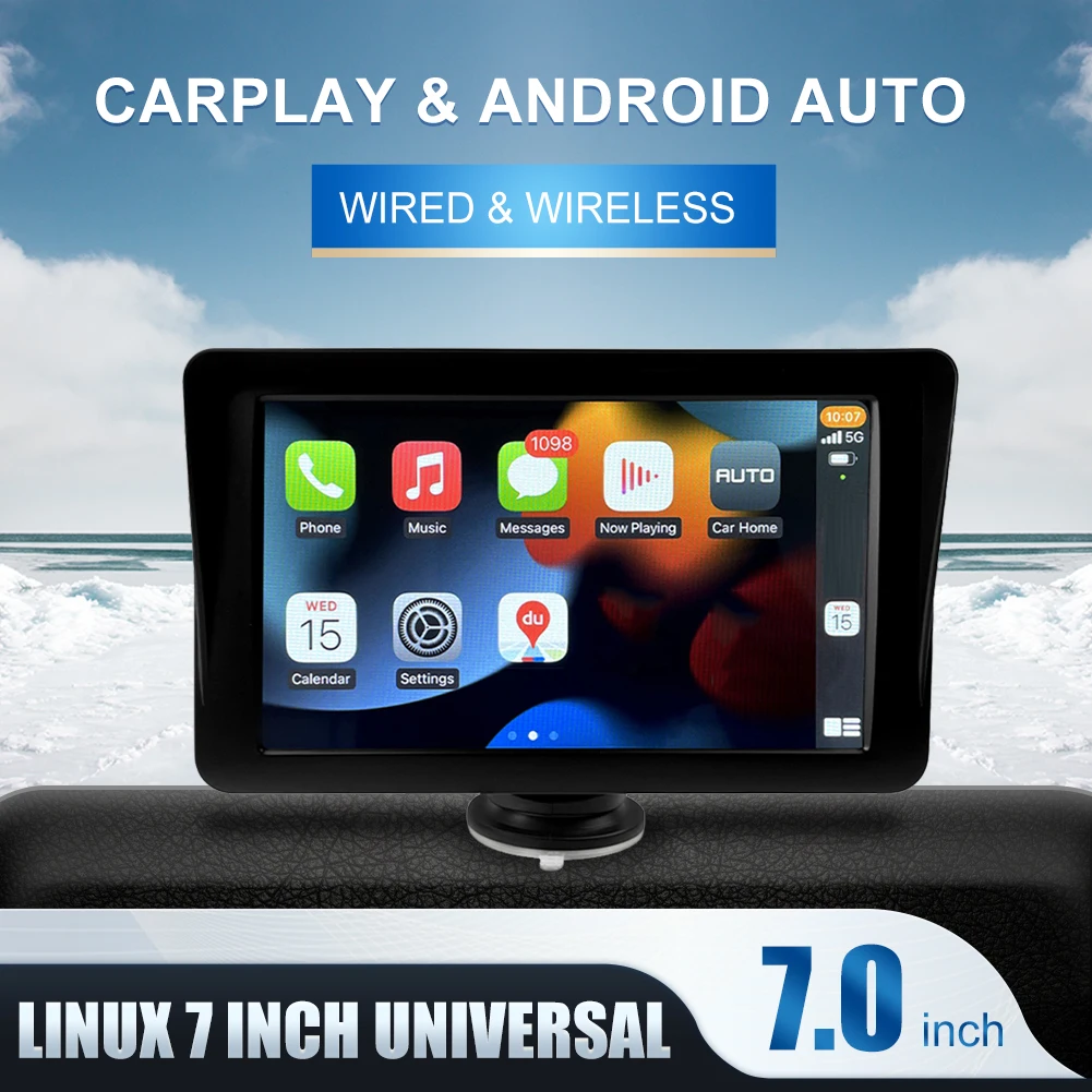 

Wireless Auto CarPlay Monitor 7" Touchscreen Universal Car Radio Bluetooth-Compatible CarPlay Android Auto Car Stereo Navigation