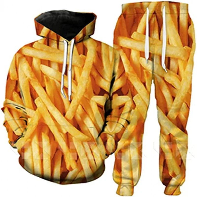 Men's 3D Print Hoodies Pants Sets Outdoor Fashion Tracksuit