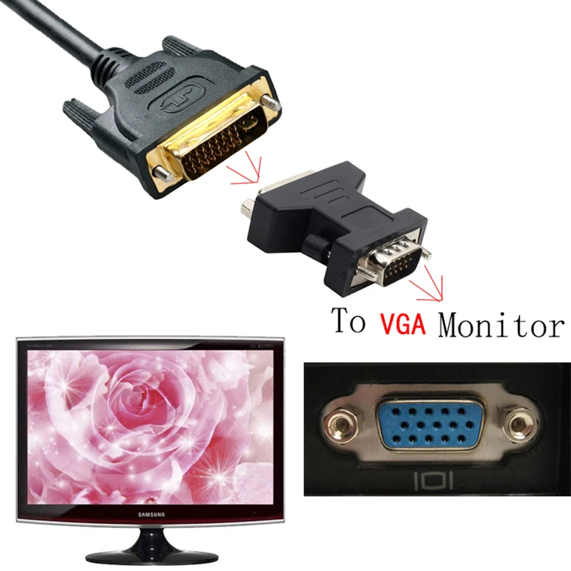 DVI to VGA Connector DVI-I Female to VGA Male Adapter Convert for PC Projector hdtv to vga converter