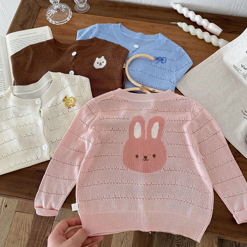 0-4 Years Baby Boy Girl Knitted Coat Cute Animals Spring Cardigan Sweater Jacket For Princess Outwear Birthday Gift Kids Clothes