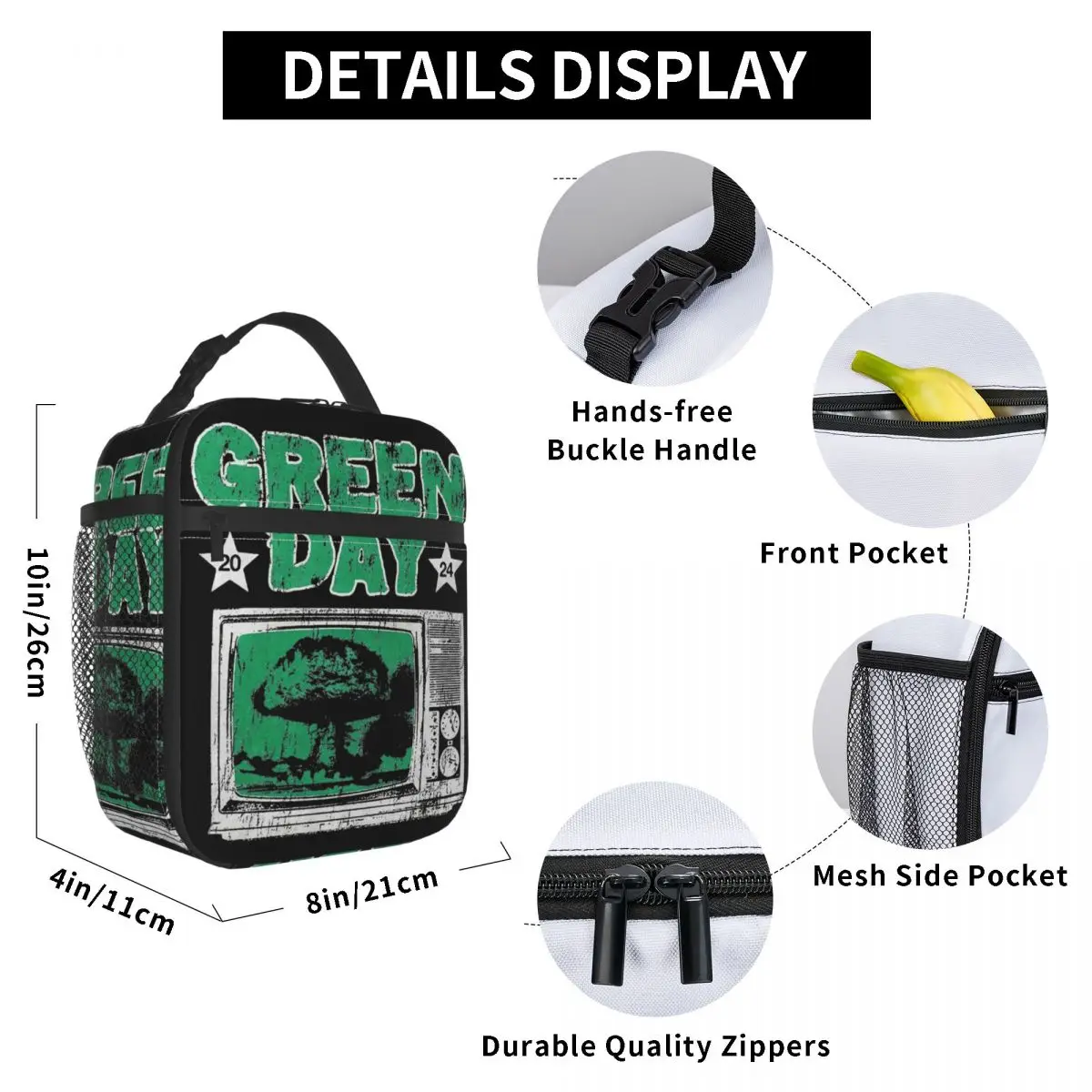 Green Day Rock Band Tour Insulated Lunch Bag For Travel Saviors Tour Storage Food Boxes Leakproof Cooler Thermal Lunch Box