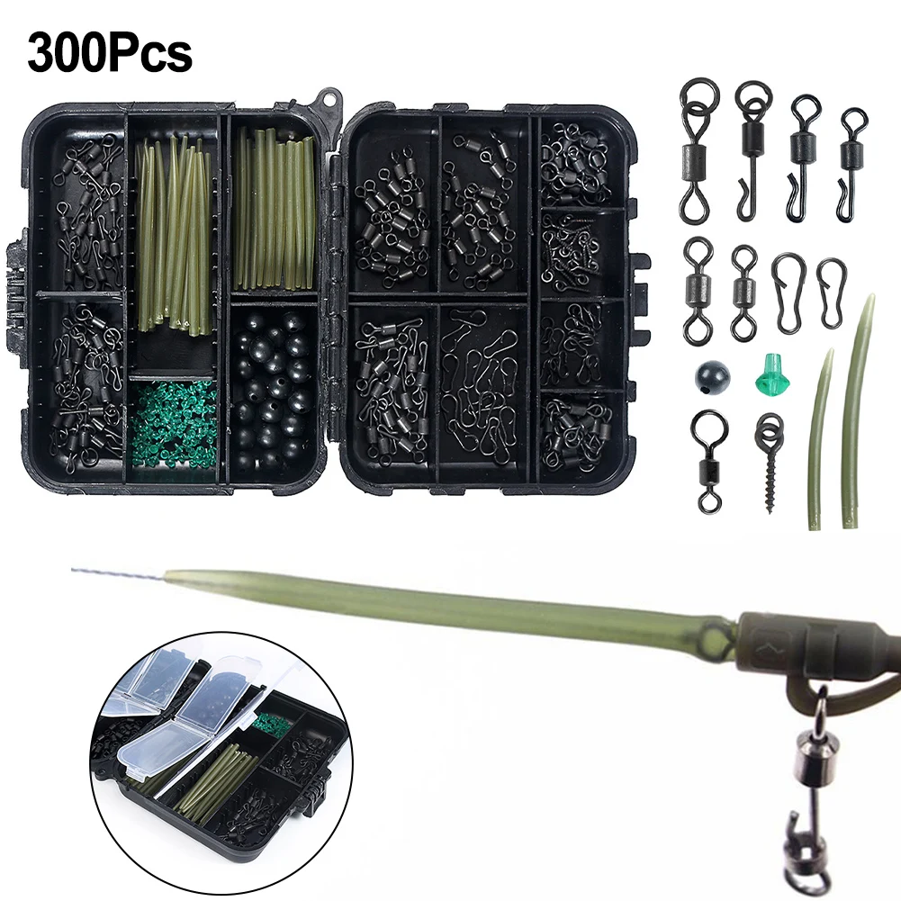 

1 Box 300pcs Carp Fishing Tackle Weights Clip Hooks Swivels Terminal Rigs Hooks Snaps Detachable Card Slot For Carp Fishing
