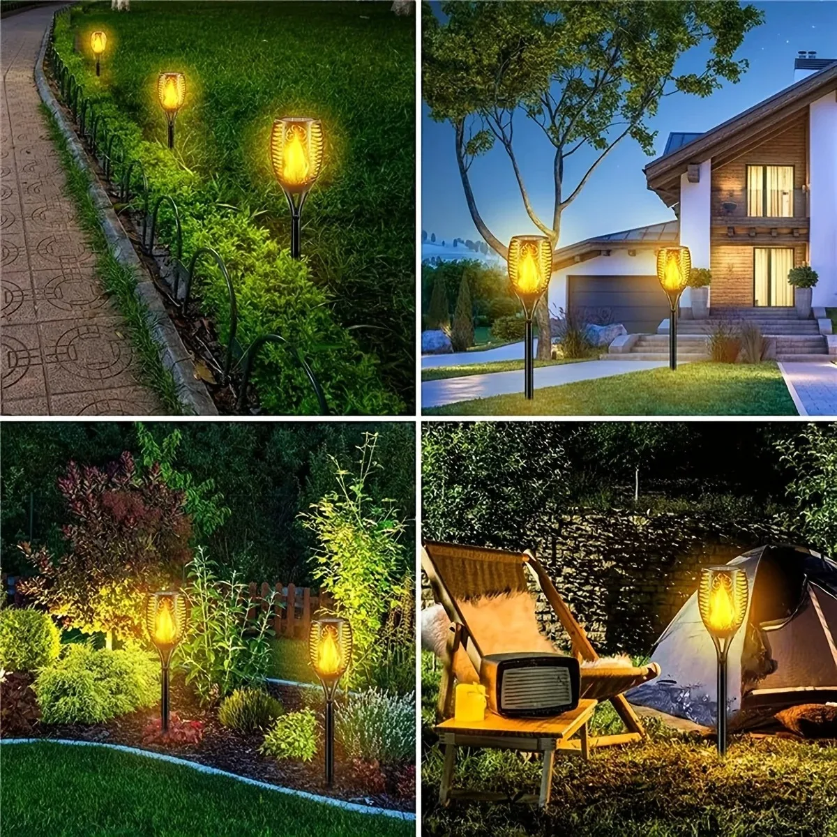 Description Picture 2 of item1/4/6/8pcs 12LED Solar Flame Torch Light Flickering Light Waterproof Garden Decoration Outdoor Lawn Path Yard Patio Floor Lamp