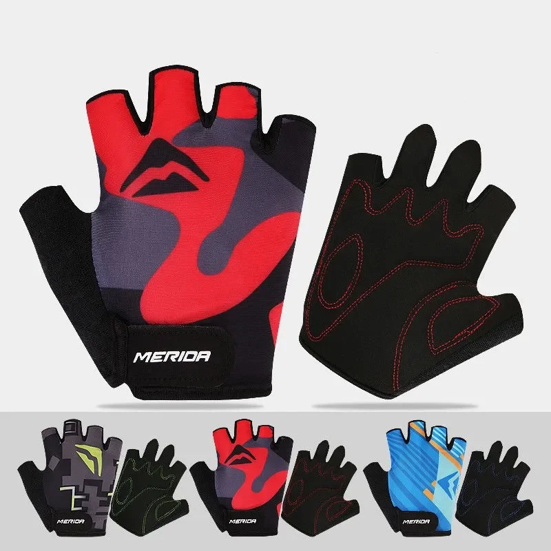 Bicycle Riding Gloves Mountain Bike Half Finger Non-slip Shock Absorption Road Bike Riding Gear Merida sport gloves