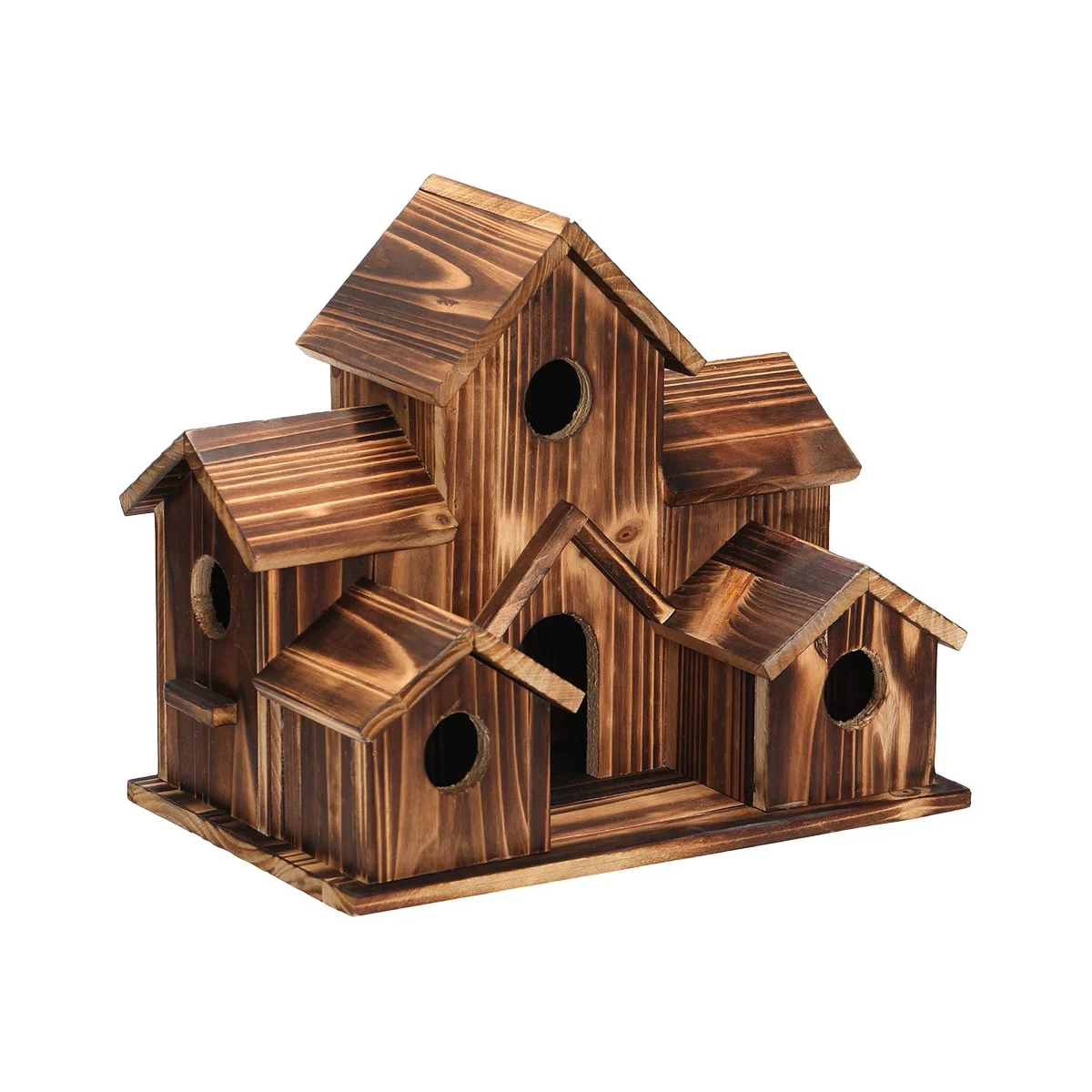 

Подвесной деревянный домик для птиц на улице, 6 отверстий, деревянный домик для птиц, украшение для двора, заднего двора