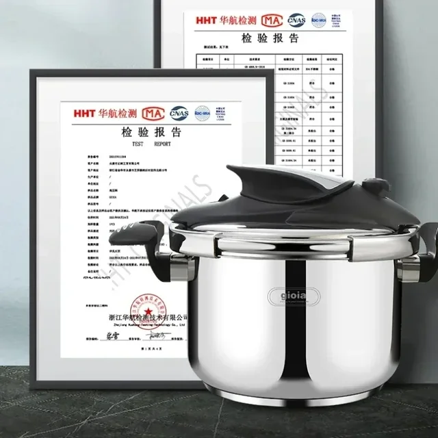 Gioia 100kpa 6L Pressure Cooker Multi-function 304 Stainless Steel Explosion-proof General Use for Gas and Induction Cooker 6