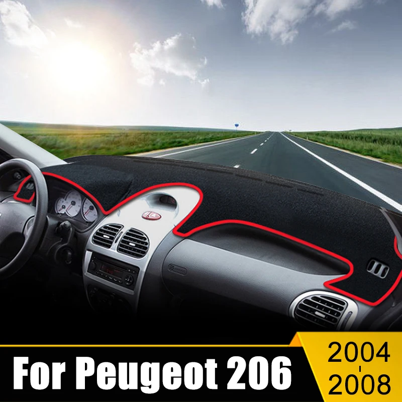 

For Peugeot 206 2004 2005 2006 2007 2008 Car Dashboard Covers Avoid Light Pad Sun Shade Anti-UV Carpets Non-Slip Protective Mats