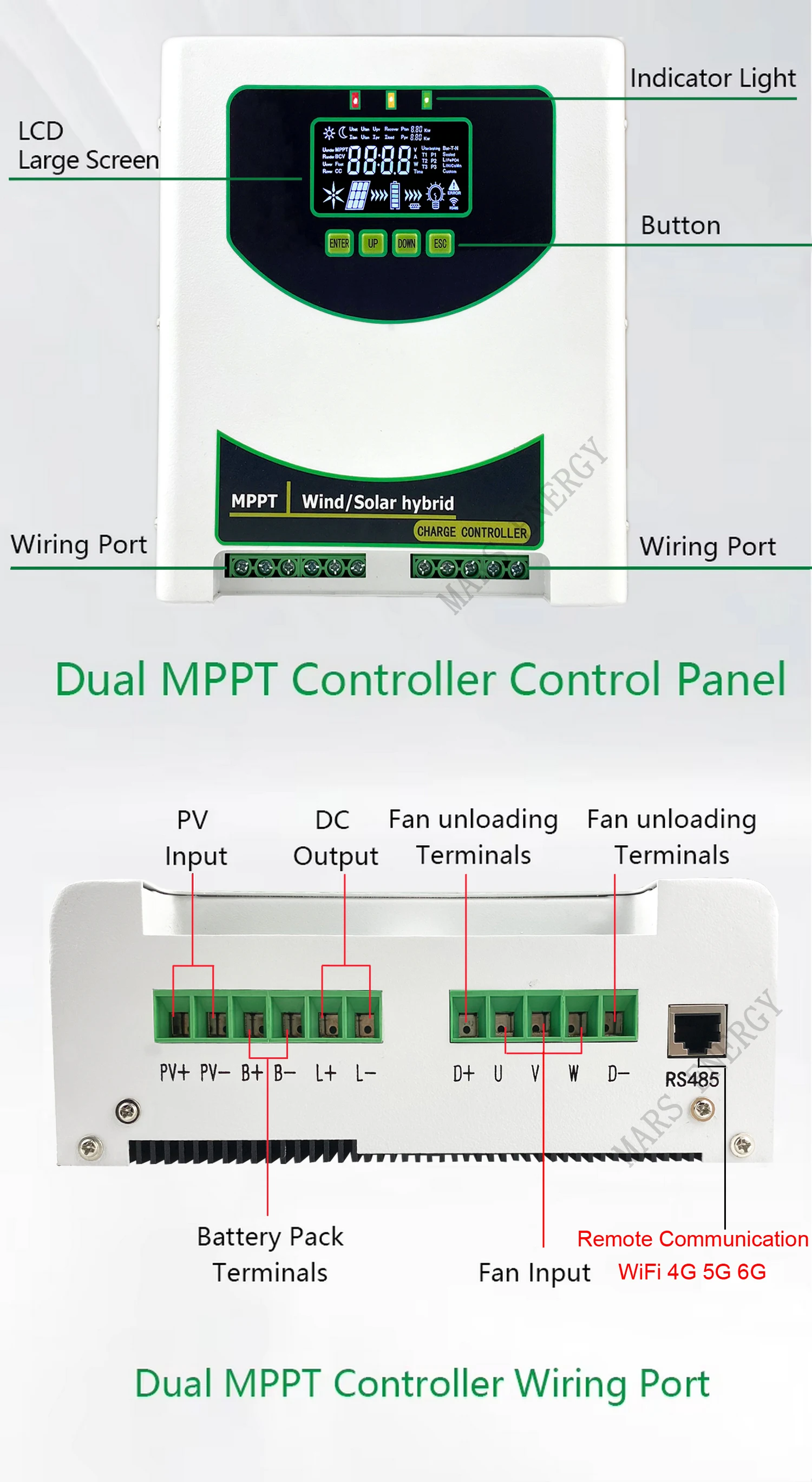 Real MPPT Wind 3000W & Solar 2000W Wind Solar Hybrid Charge Controller 12/24V/48V Auto Home Rectifier With Dump Load Resistor