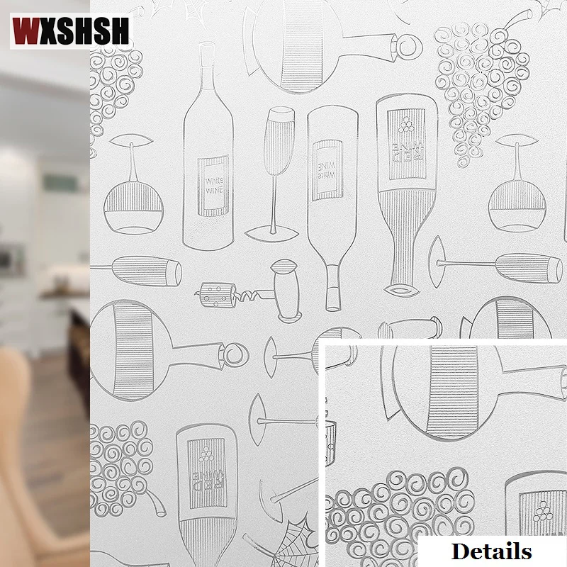 Wine Tableware Glass Film Static Cling Private Heat Control Removable Sticker For Restaurant Dinning Room Bedroom