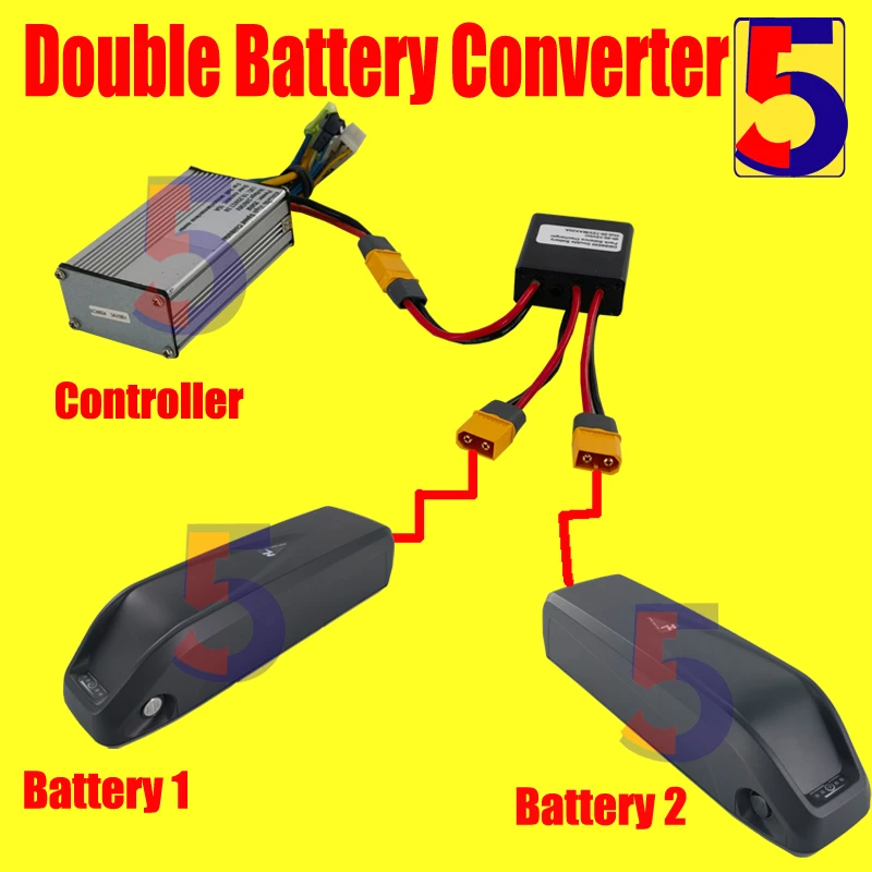 Ebike Dual Battery Discharge Converter Connection Adapter Switcher 20V