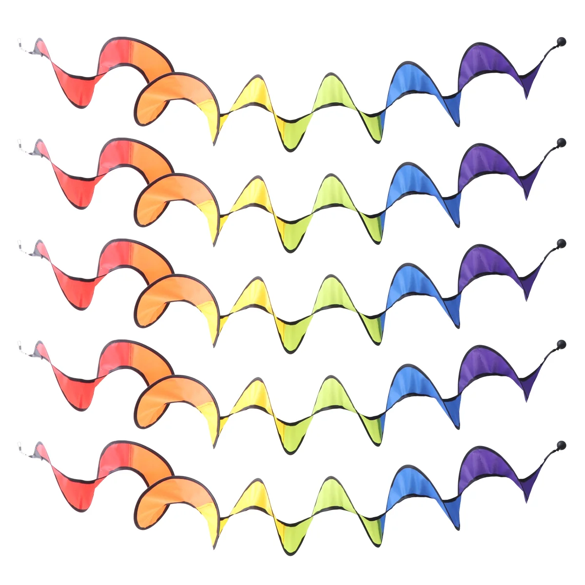 

5 Pcs Outdoor Decoration Rainbow Curly Spinner Decorate Wind Hanging Spiral