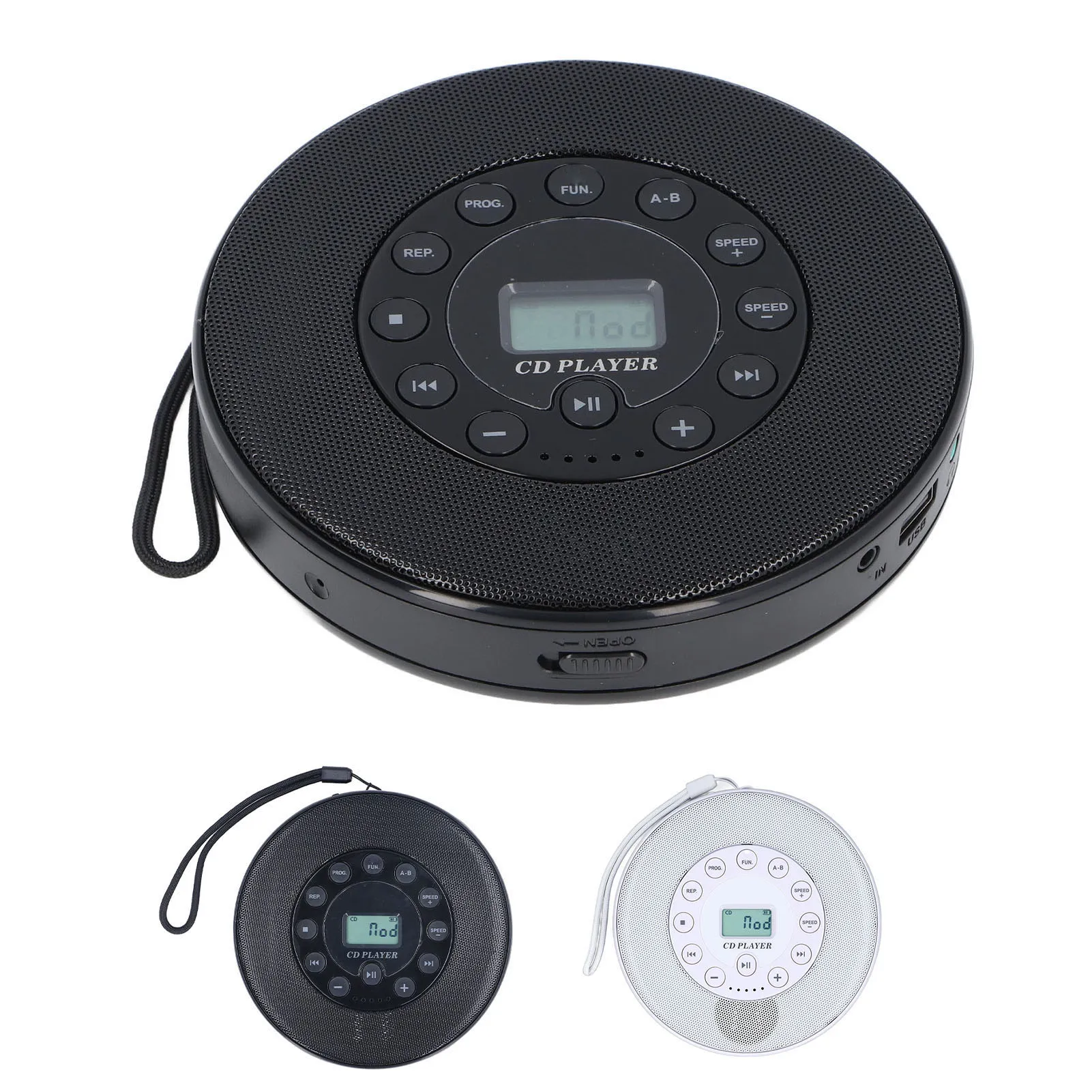 Bluetooth Portable CD Player Rechargeable CD Player Built in Speaker Microphone Memory Playing ABS MP3 Compatibility for Home