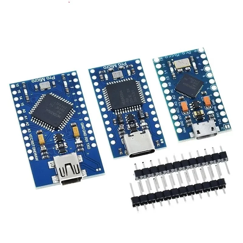 Enhanced Microcontroller Module with USB-C and Pin Headers - ATmega32U4 5V/16MHz
