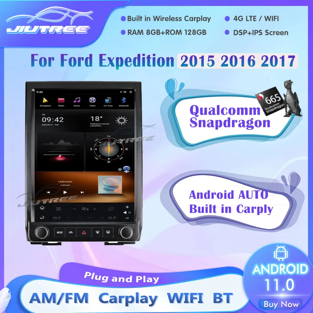 

2din Android 11.0 Qualcomm Snapdragon 665 Car Radio For Ford Expedition 2015 2016 2017 GPS Navigation DVD Multimedia Player Unit