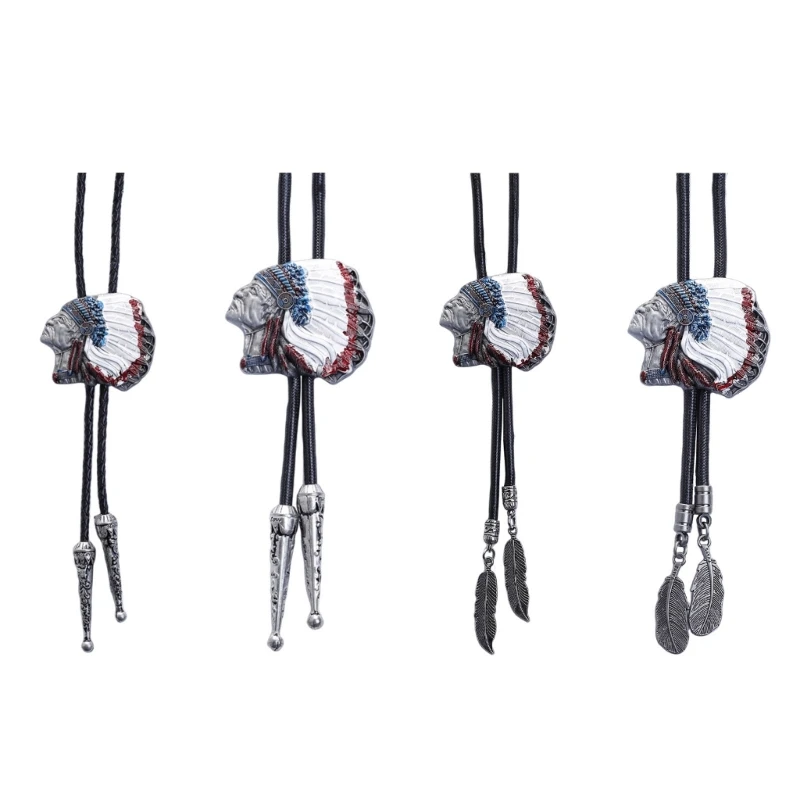 

Ethnic Indian Portrait Buckle Bolo Tie for Men Women Bridegroom Wedding Necklace