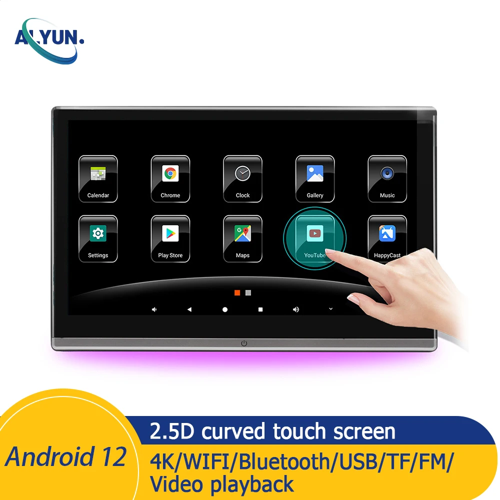 

11.6"Headrest Monitor Display lPS Android 12 Tablet Touch Screen For Car Rear Seat PlayerVideo Music FM Bluetooth AirPlay