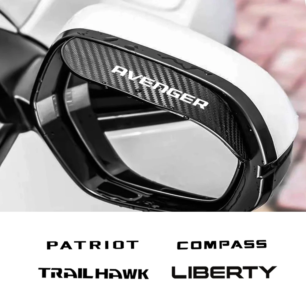 Rearview Mirror Rain Shield Rearview Mirror Rain Eyebrow Rearview Mirror Rain Guard 2Pcs Carbon Fiber For JEEP AVENGER CHEROKEE COMMANDER LIBERTY PATRIOT WRANGLER TRAIL HAWK