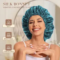 Bonnet en Satin Bonnet en soie Bonnet de cheveux Bonnet de couchage ample Bonnet de sommeil en Satin Bonnet de nuit Bonnets pour cheveux bouclés naturels pour femmes 2