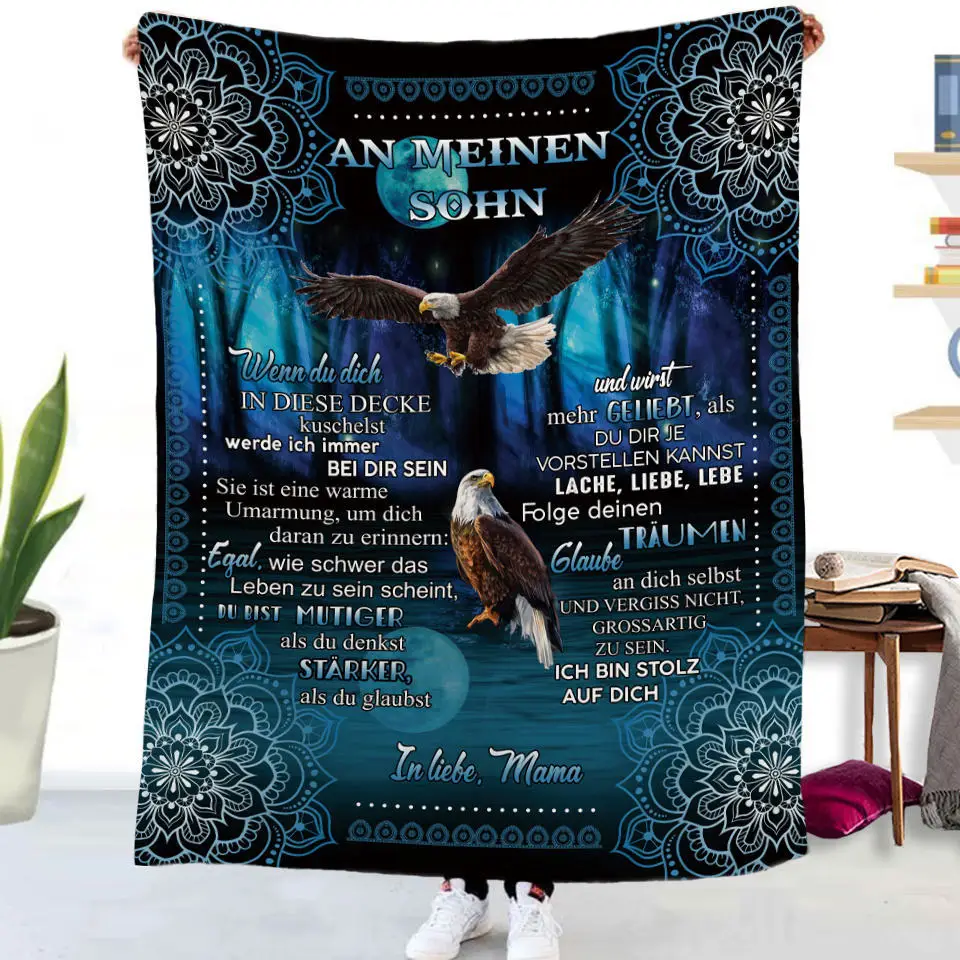 German To My Daughter Son Letter Gift HD Blanket, Soft Throw Blanket for Home Bedroom Bed Sofa Picnic  Cover Blanket  Kids