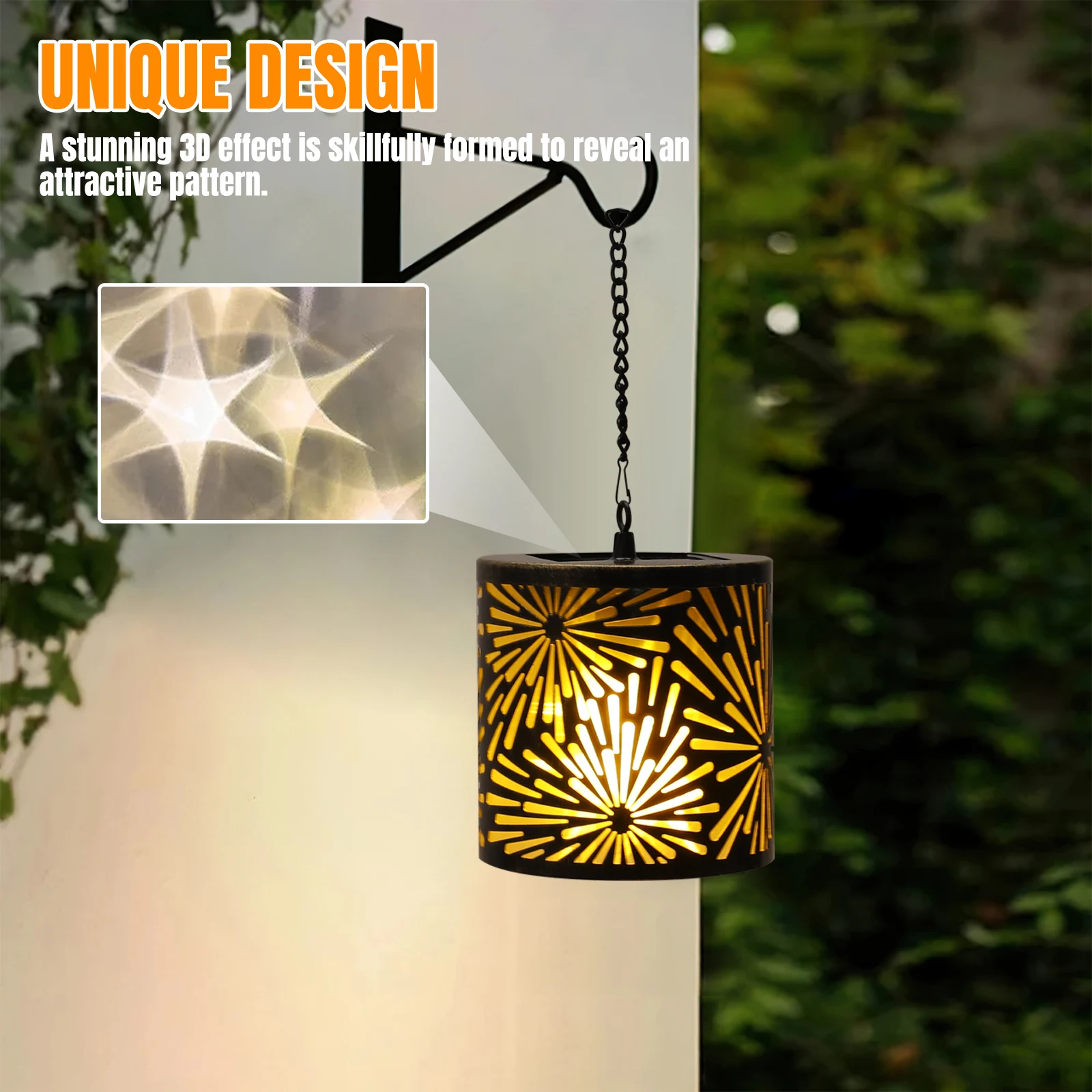 Led Solar Light Garden Hanging Lantern Retro Solar Iron Art Lantern Decorative Vintage Pathway Lamp Outdoor Metal Hollow Light