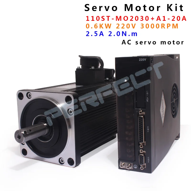 

110ST-M02030 AC Servo Motor 220V 600W 3000RPM 2N.m Servomotor Single-Phase Permanent Magnet Matched Driver A1-20 Wholesale