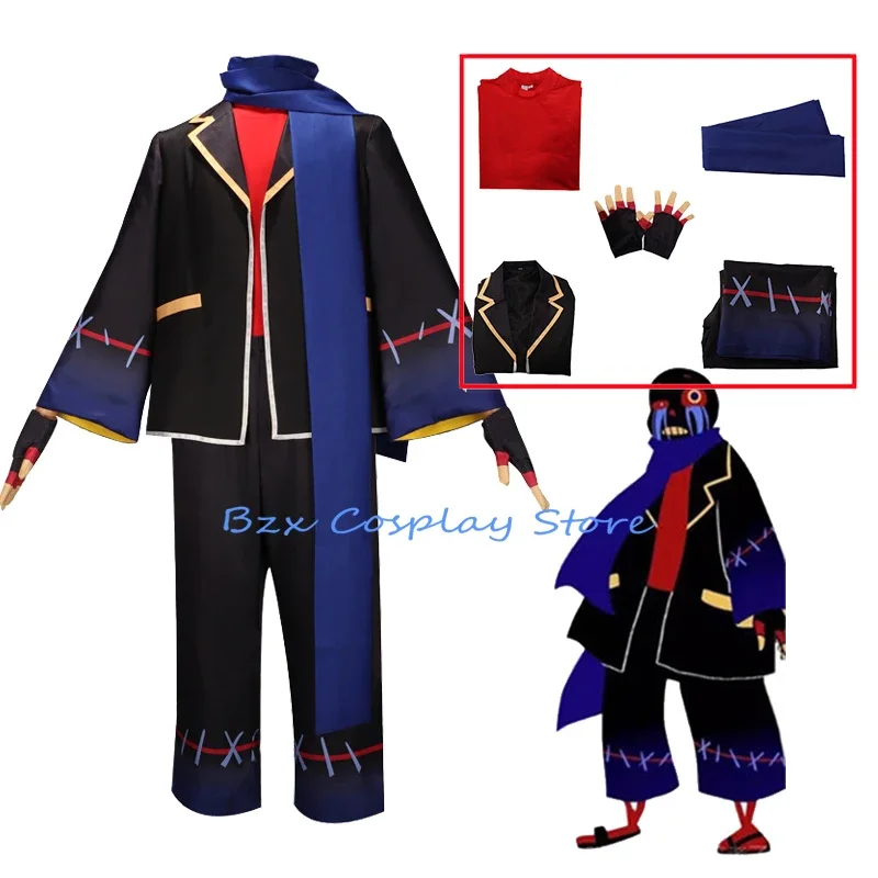 

Game Error Sans Cosplay Costume Anime Frisk Blue Trench Pants Uniform Suit and Scarft Set Halloween Party Role Sans Clothing