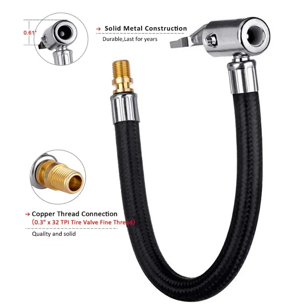 Adattatore Per Gonfiaggio Pneumatici | Prolunga Per Pompa Aria Con Tubo Flessibile 35cm Per Auto E Bici - Foto 7