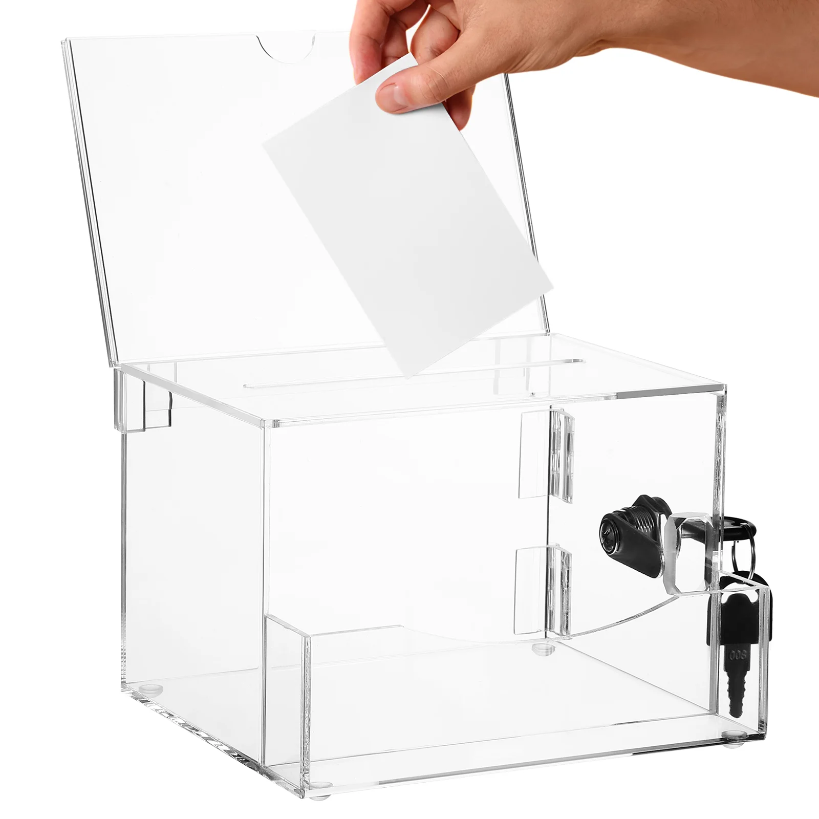 Large Capacity Transparent Acrylic Vote Ballot Box Suggestion Charity Donation Fundraising Lockable Mailbox Letter Box With