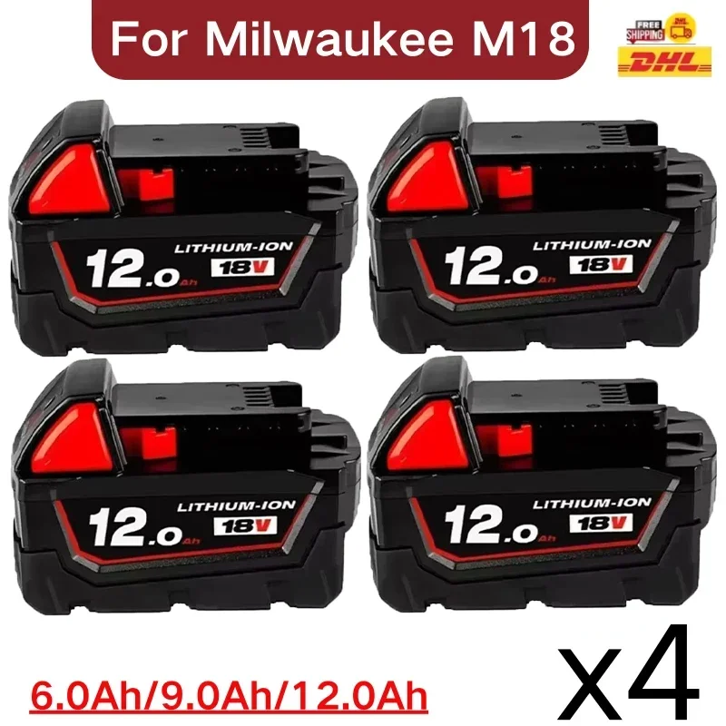 100% Original pour batterie d'outil électrique Milwaukee M18, chargeur, BR, XC, 18V, 12000mAh M18B5, 48-11-1860, batterie 21700 intégrée