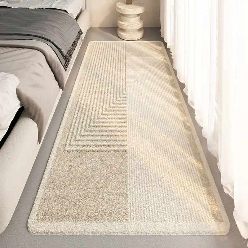 Striped Bedroom Carpet Bedside Rug Living Room Plush Floor Mat For Children