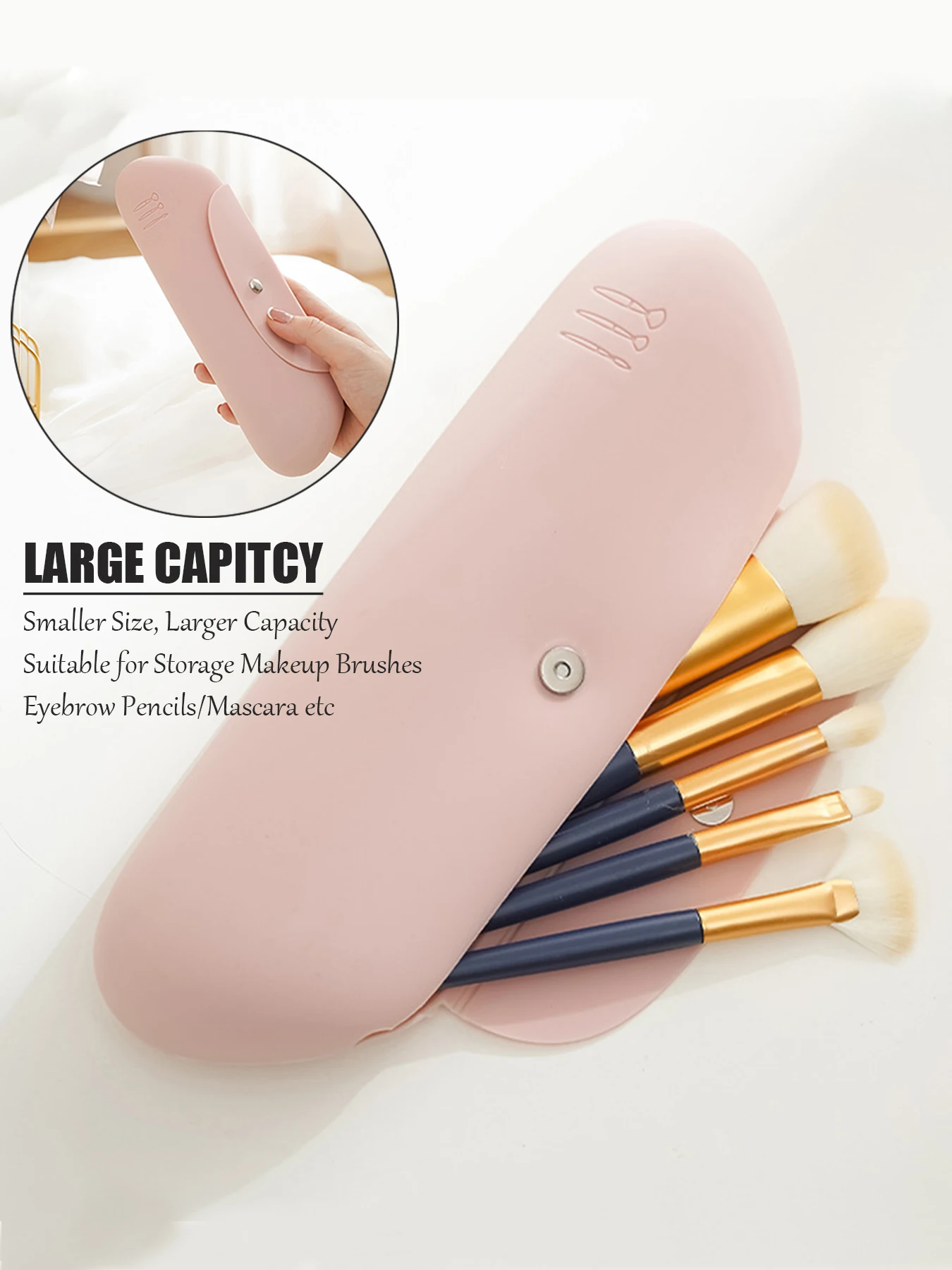 Silicone Magnetic Closure Travel Cosmetic Bag Makeup Brush Bag 4