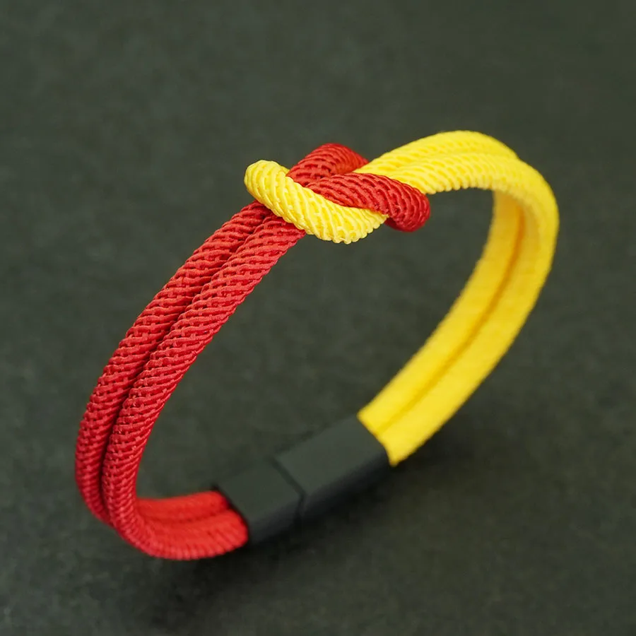 Mens Color Blocking Rope Bracelet with Magnet Buckle