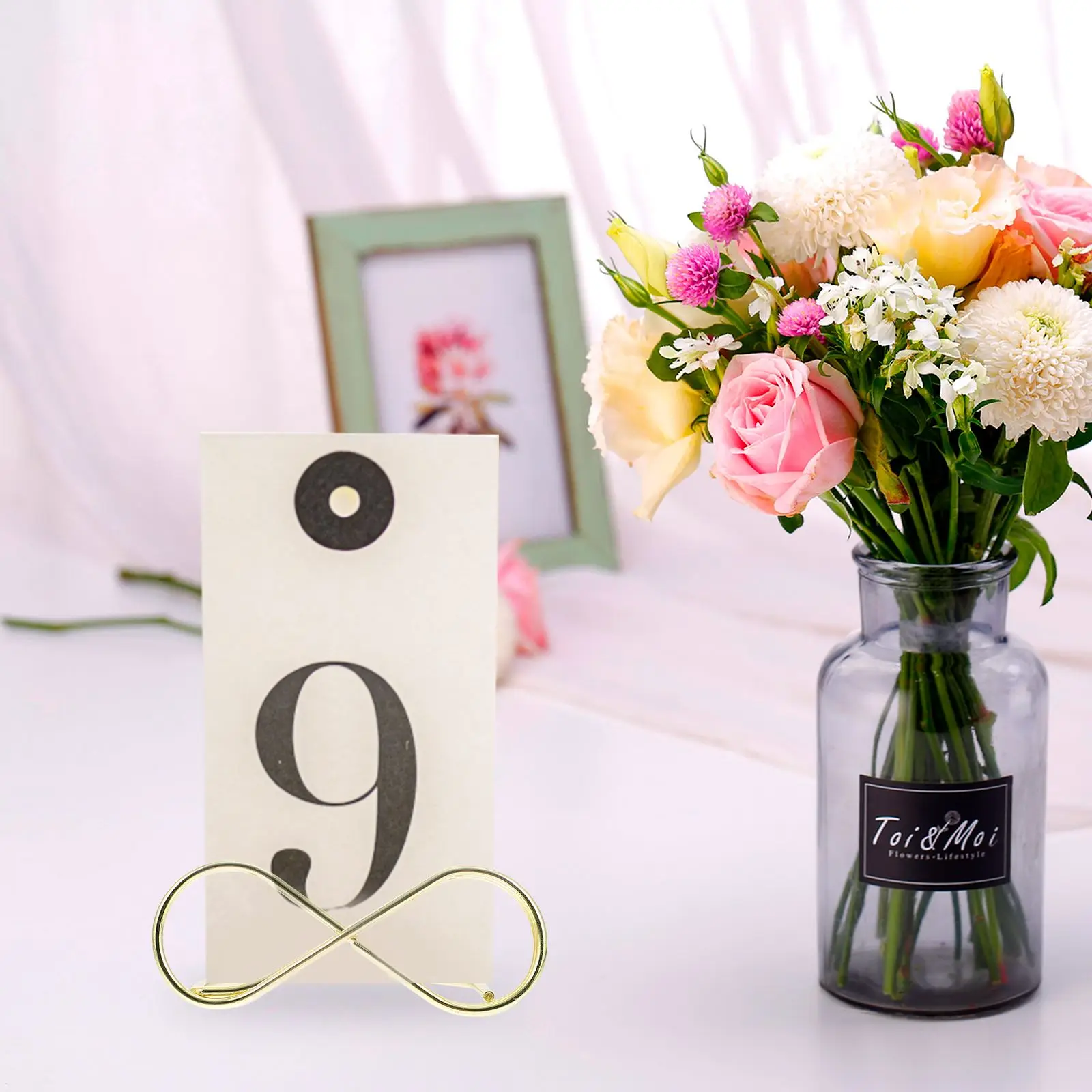20Pcs Metal Place Card Holders Photo Clip Stands Wedding Table Number Name Sign Stand for Wedding Birthday Party Home Decoration