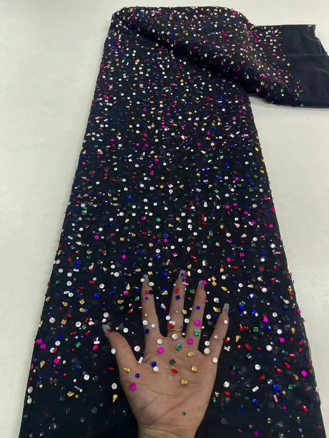 

2023 Luxury French Embroidery Bead Tube Lace Fabric African Nigerian With Sequins Fabric For Wedding Dress Material PL016-1