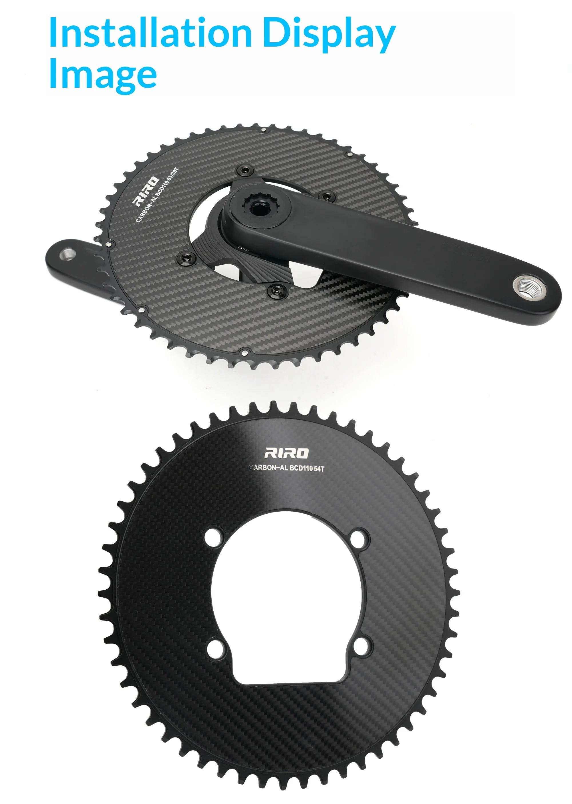 RIRO CFA-S Carbonfaser-Kettenblatt 46/48/50/52/54/56/58T für Shimano 110BCD Rennrad 10-12S Ultraleichtes Einzelkettenblatt – Detail 8