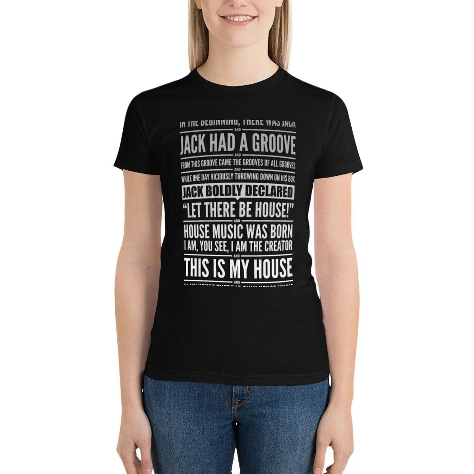 

Jack's House - White on Black T-Shirt hippie clothes shirts graphic tees korean fashion white t shirts for Women