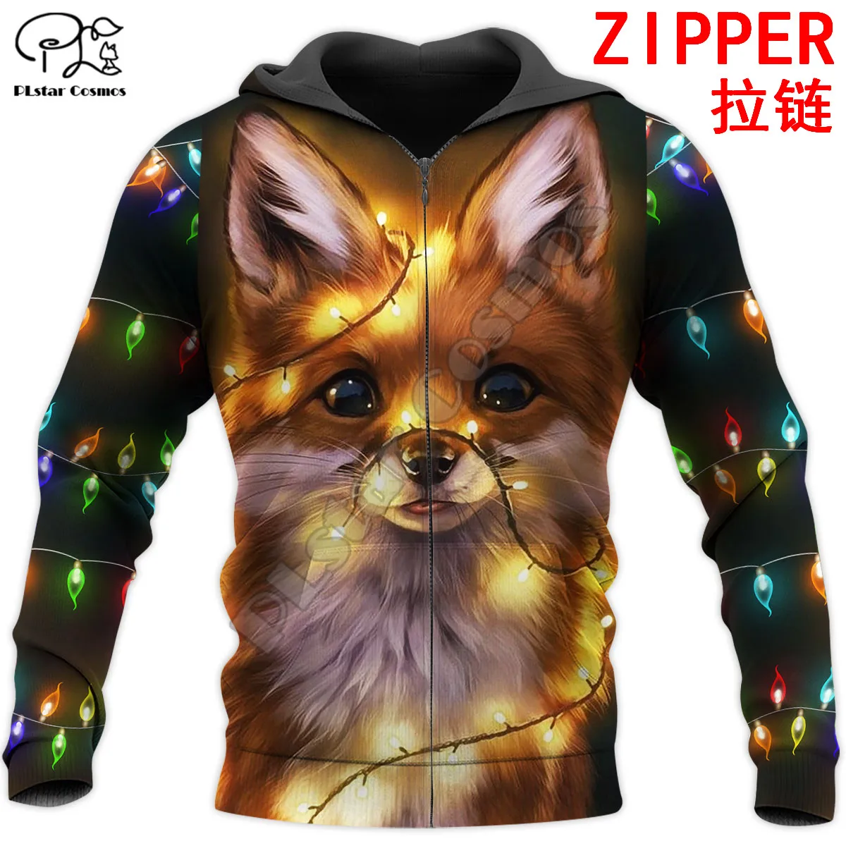 PLstar Cosmos Cute Fox Animal 3D Printed New Fashion Hoodies Sweatshirts Zip Hoded For Men/Women Casual Streetwear Apparel F04