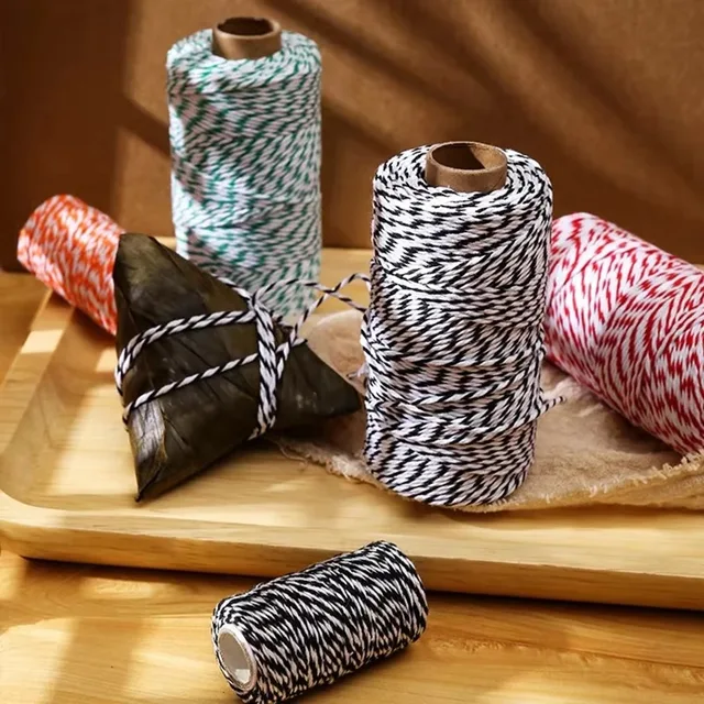 1PC 2mm two-color tamale cotton rope package decorations cotton thread turkey meat sausage bundling cotton hemp rope 100 meters 3