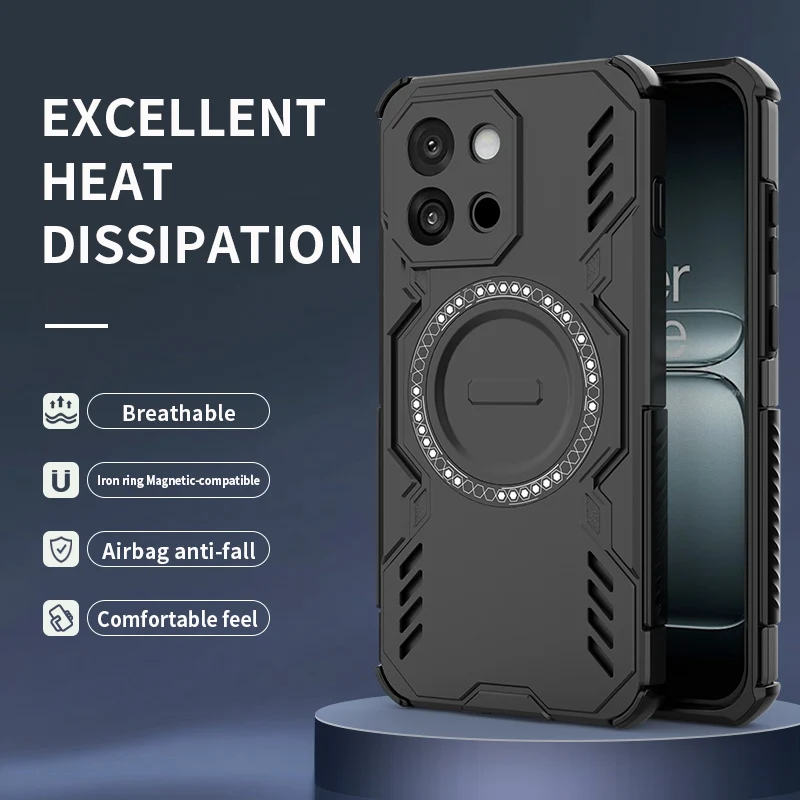Breathable Heat Dissipation Magnetic Phone Case with Shockproof TPU Frame and Plastic Cover