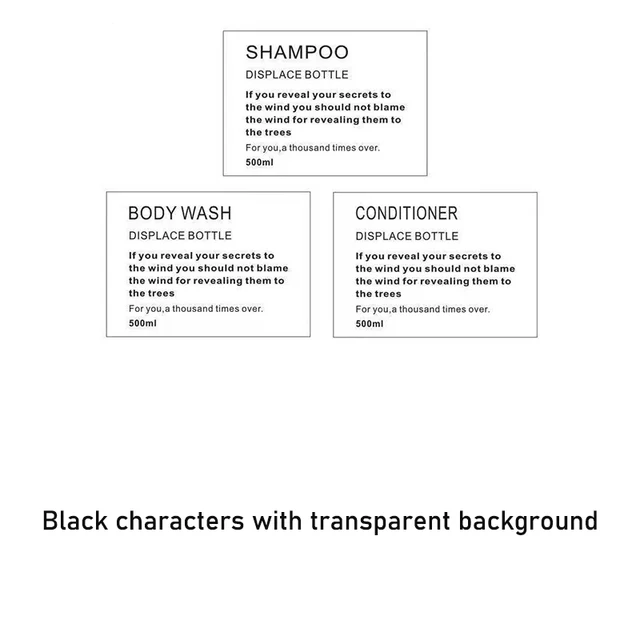 Bathroom Labels Sticker Set Shampoo and Shower Gel Dish Soap Dispenser