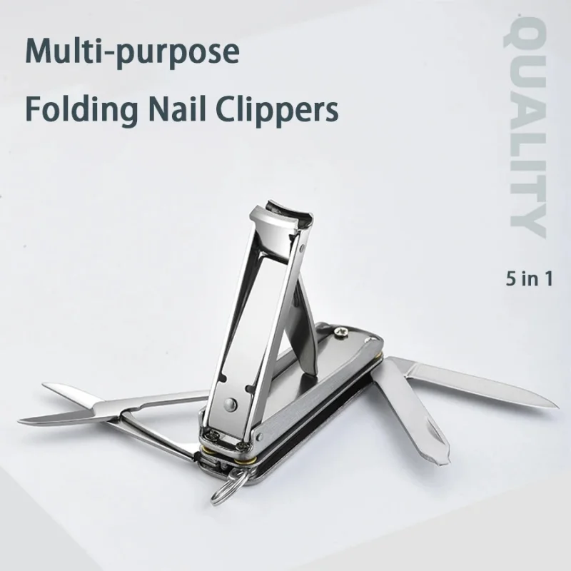 Multi-purpose Nail Clipper Kit Manicure Tools Folding Stainless Steel Quality 5-In-1 Multifunctional Nail Clippers Keychain