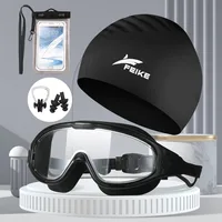 FEIKE Swimming Goggles Adult Men and Women HD Waterproof Anti-Fog Plating Large Frame Swim Goggles and Cap