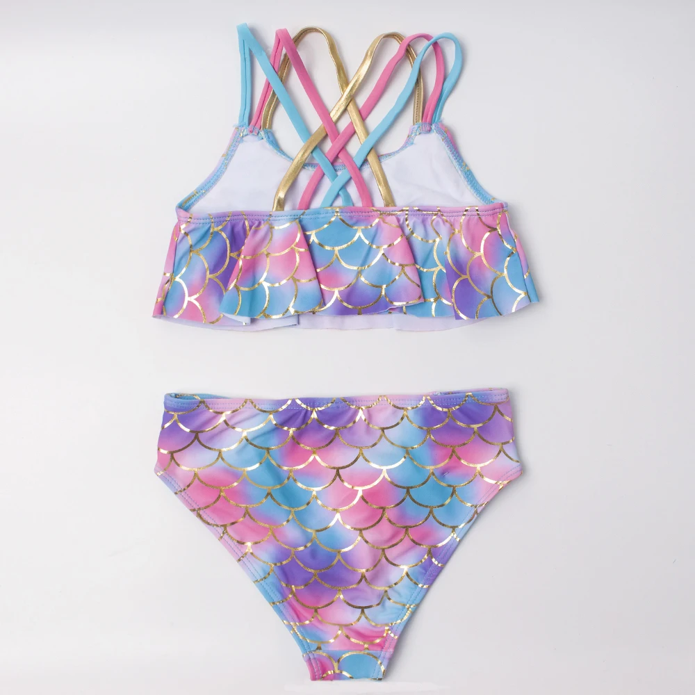 Girl 2 Pieces Swimsuits Mermaid Pattern Swimming Suits Children Swimwear Girls Bikinis Set Kids Biquini Infantil Bathing Suit