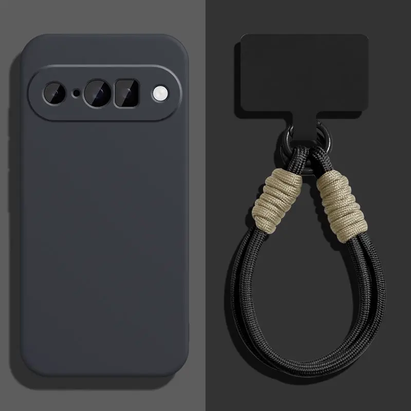 Luxurious Candy Color Liquid Silicone Phone Case with Anti-Lost Strap