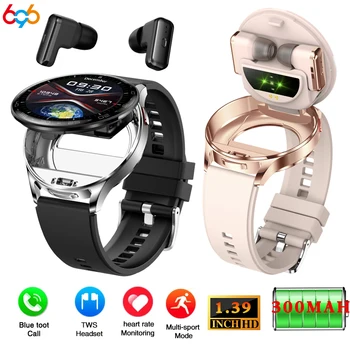 2 In 1 TWS Headset Smart Watch 1.39" Men Women Sport Fitness Heart Rate Health Watches Earphone Noise Reduction Music Smartwatch 1